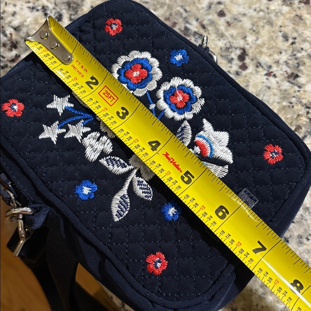 Vera Bradley Iconic Convertible Small Crossbody bag Navy embroidered flowers - Picture 15 of 15